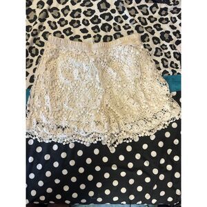 Nabee Cream Crochet Shorts Womens Small Cream Off White Boho Lace Beach Shorts